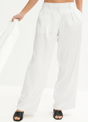bonprix - Calça Off White em Crepe Plano - BONPRIX