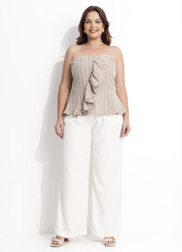 Quintess - Calça Off White em Crepe Plano 13