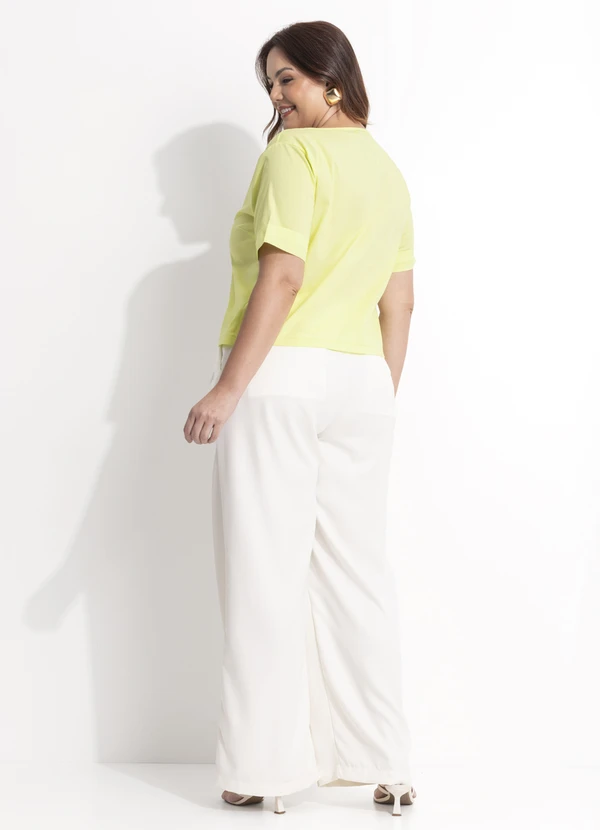 Quintess - Calça Off White em Crepe Plano 7