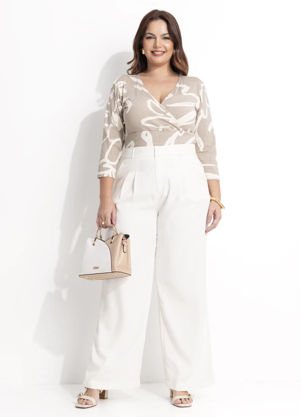 Quintess - Calça Off White em Crepe Plano 10