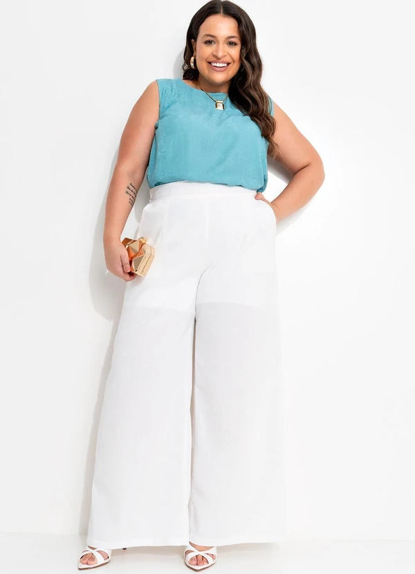 Quintess - Calça Off White em Linho