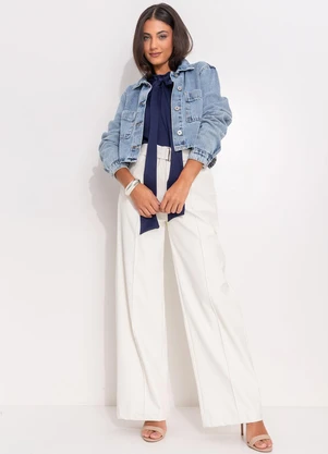Quintess - Calça Off White em Material Sintético - QUINTESS