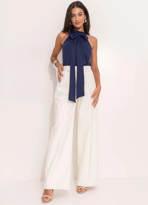 Quintess - Calça Off White em Material Sintético