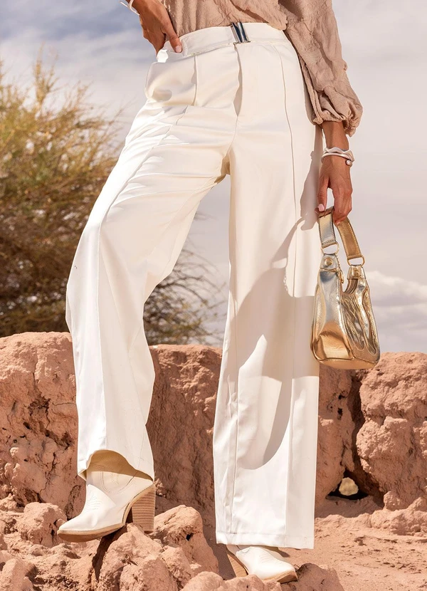 Quintess - Calça Off White em Material Sintético 12