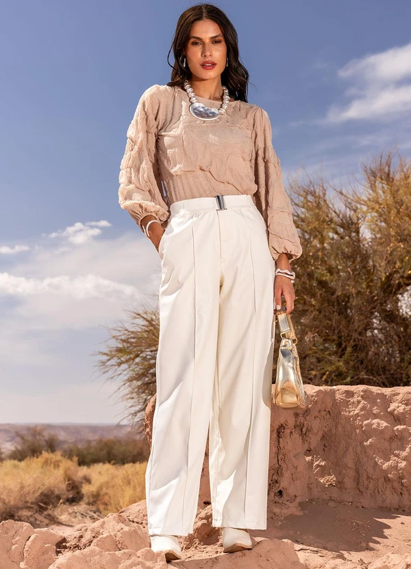 Quintess - Calça Off White em Material Sintético 13