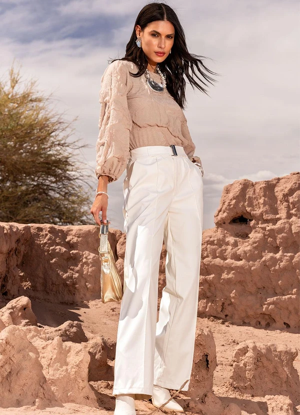 Quintess - Calça Off White em Material Sintético 17