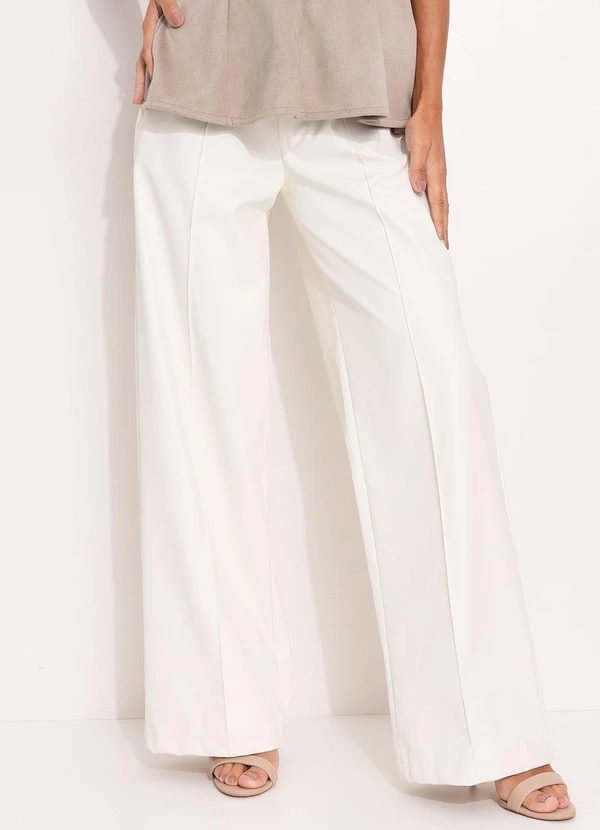 Quintess - Calça Off White em Material Sintético