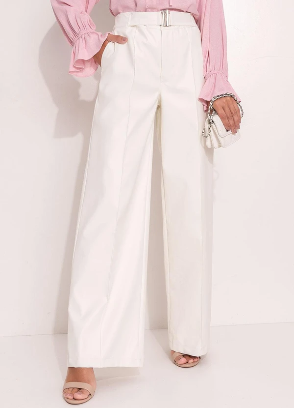 Quintess - Calça Off White em Material Sintético 7