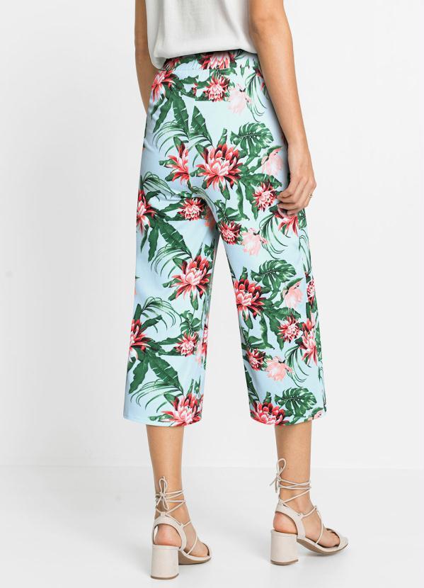 Outlet - Calça Pantacourt Cintura Alta Floral Verde 2