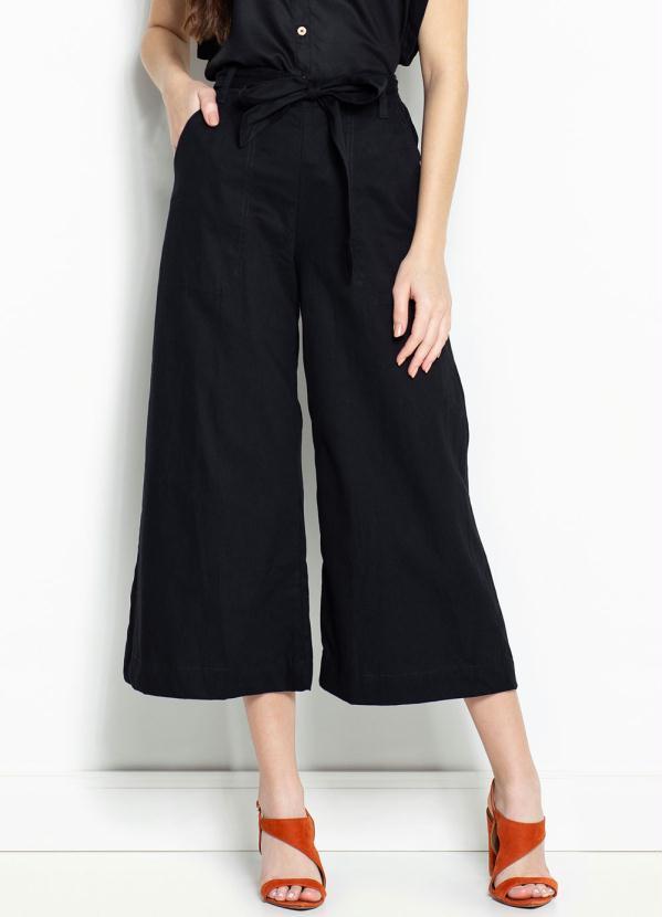 Calça Jeans Calca Pantacourt Hering Calça Pantacourt Jeans Preta