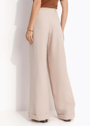 Quintess - Calça Pantalona Bege em Air Flow - QUINTESS