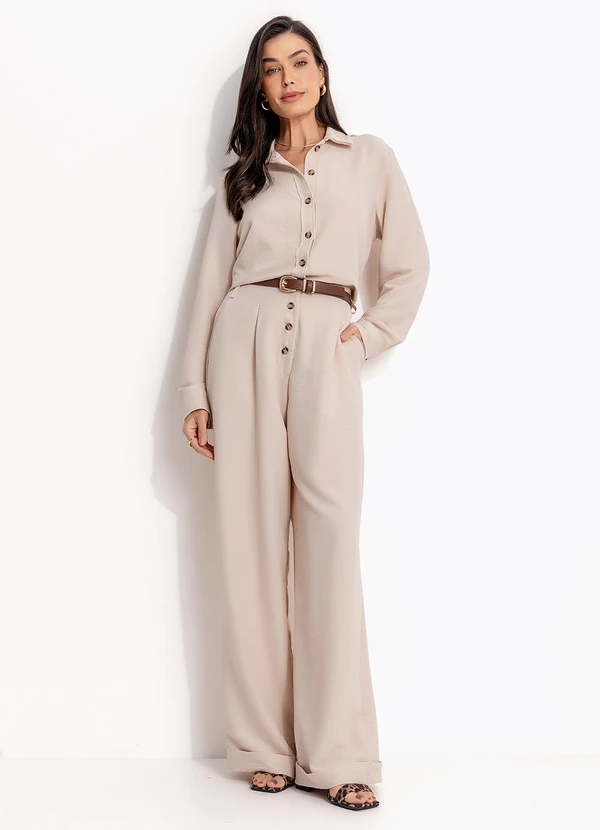 Quintess - Calça Pantalona Bege em Air Flow 3