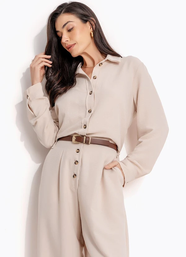 Quintess - Calça Pantalona Bege em Air Flow 4