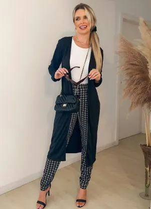 Moda Pop - Calça Pied de Poule com Cintura Alta - MODA POP