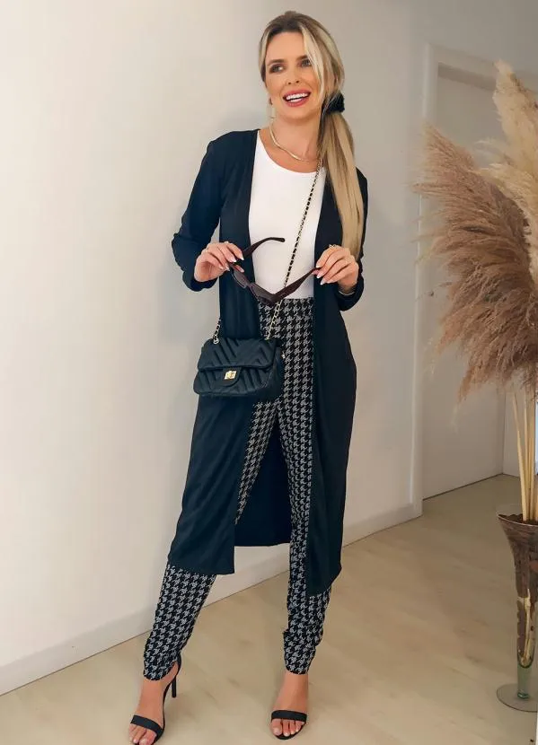 Moda Pop - Calça Pied de Poule com Cintura Alta 2