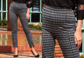 Cal�a Pied de Poule em Malha Jacquard Peluciada