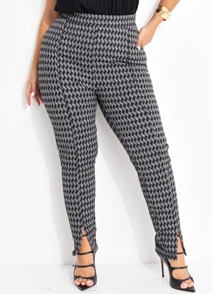 Quintess - Calça Pied de Poule em Malha Jacquard Peluciada - QUINTESS