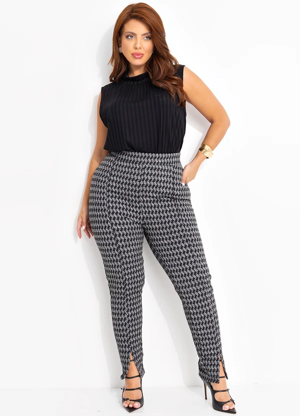 Quintess - Calça Pied de Poule em Malha Jacquard Peluciada 8