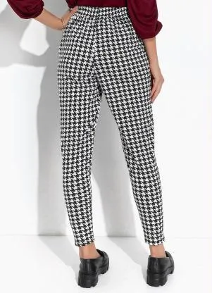 Moda Pop - Calça Pied de Poule P&B em Poliviscose - MODA POP