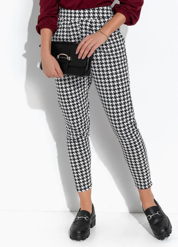 Moda Pop - Calça Pied de Poule P&B em Poliviscose