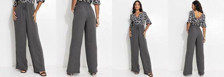 Cala Pijama Chumbo em Crepe Plano