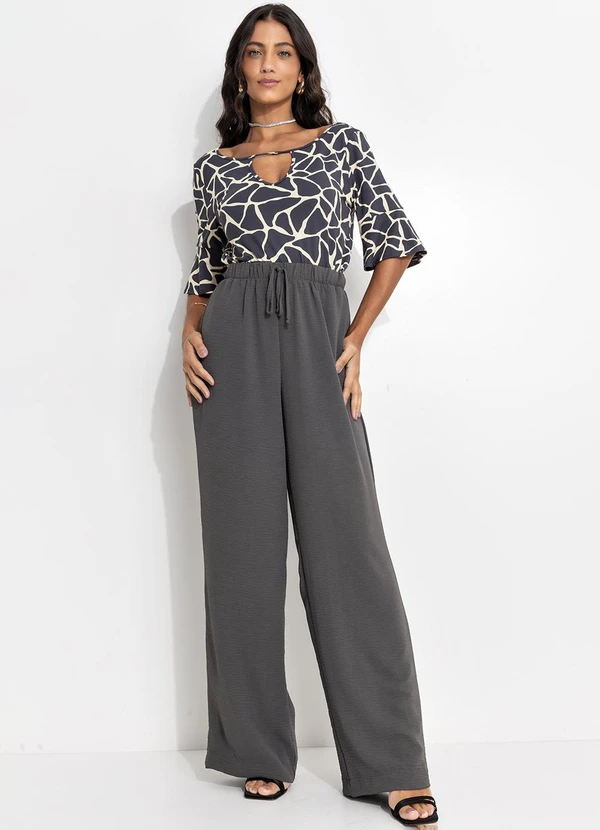 Quintess - Calça Pijama Chumbo em Crepe Plano 3