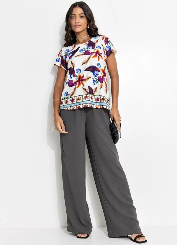 Quintess - Calça Pijama Chumbo em Crepe Plano 5