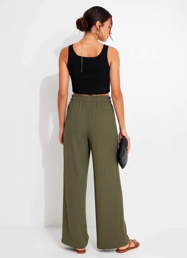 Quintess - Calça Pijama Verde em Crepe Plano 3