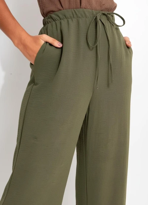 Quintess - Calça Pijama Verde em Crepe Plano 4