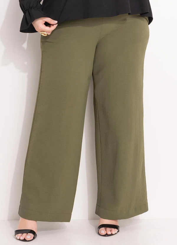 Quintess - Calça Pijama Verde em Crepe Plano 8