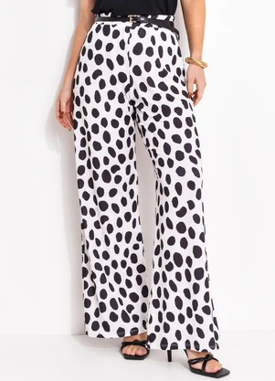 bonprix - Calça Poá Abstrato em Malha Crepe - BONPRIX