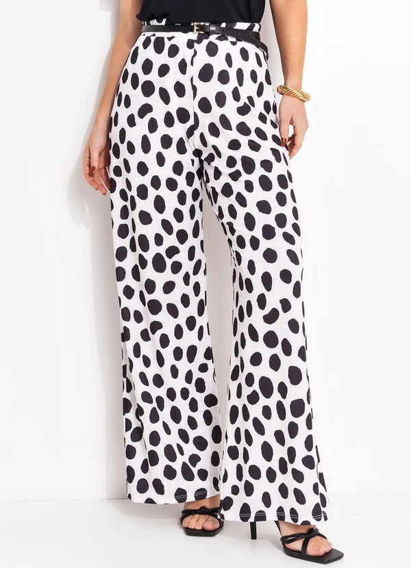 bonprix - Calça Poá Abstrato em Malha Crepe