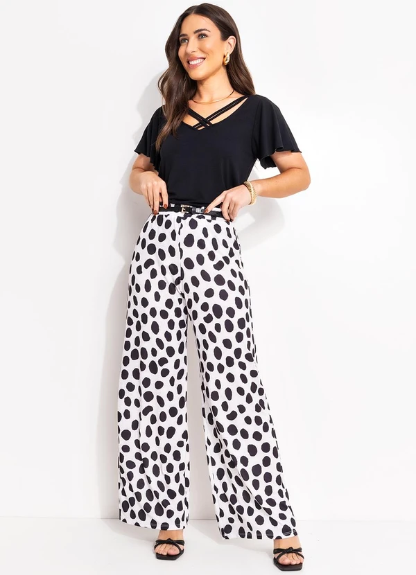 bonprix - Calça Poá Abstrato em Malha Crepe 6