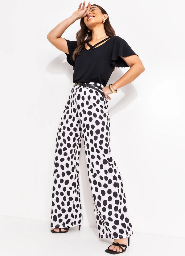 bonprix - Calça Poá Abstrato em Malha Crepe 7