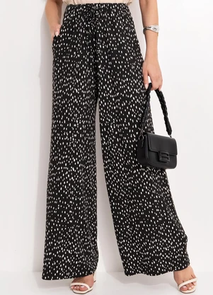 Quintess - Calça Poá Desconstruído em Malha de Viscose - QUINTESS