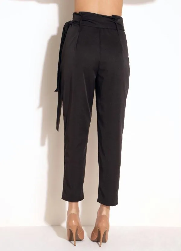 Quintess - Calça Preta Clochard com Faixa 4