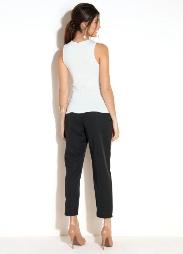 Quintess - Calça Preta Clochard com Faixa 6