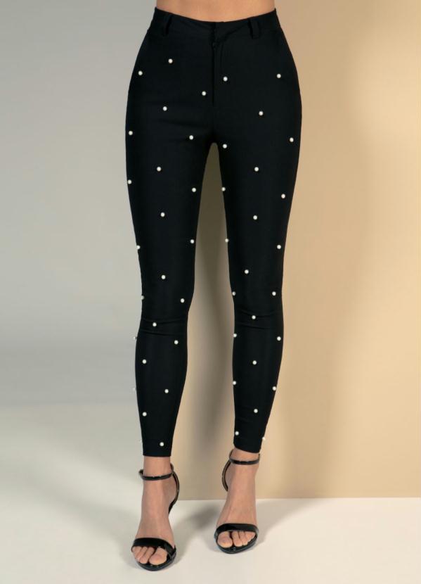 Quintess - Calça Preta com Aplicação de Pérolas Sintéticas 2