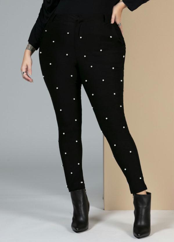 Quintess - Calça Preta com Aplicação de Pérolas Sintéticas 6