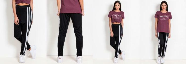 Cala Preta com Recortes Laterais Estampados