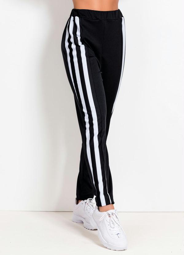 Moda Pop - Calça Preta com Recortes Laterais Estampados 6