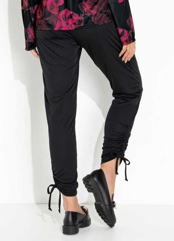 Moda Pop - Calça Preta com Regulagem na Barra 1