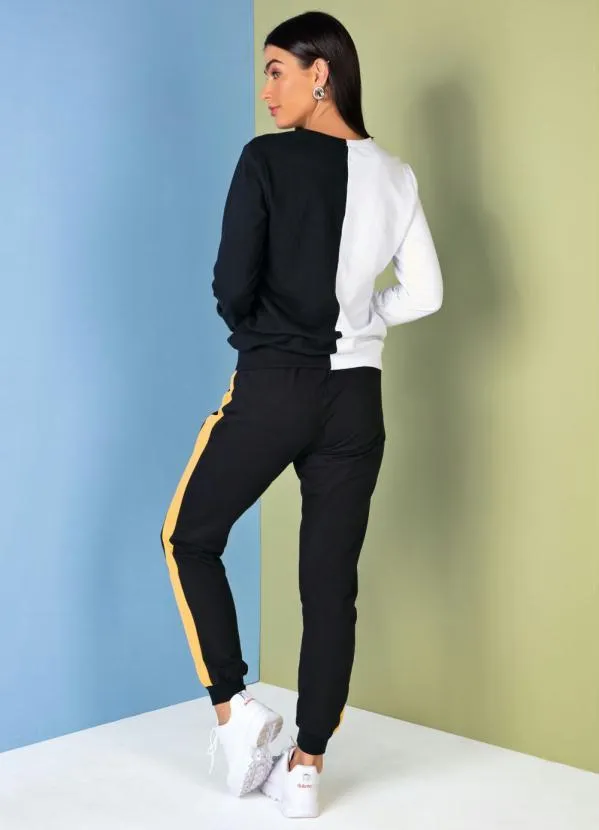 Moda Pop - Calça Preta e Amarela com Recortes Laterais 4