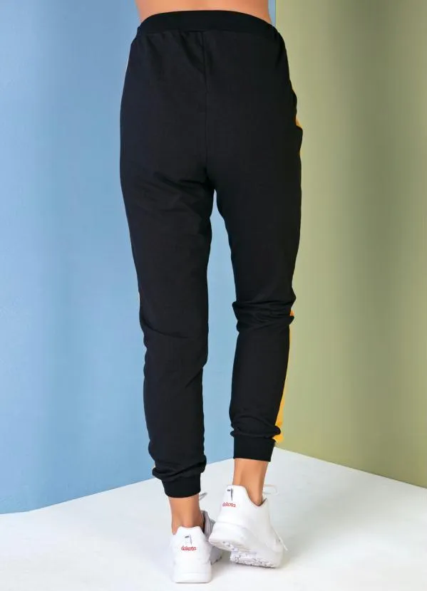 Moda Pop - Calça Preta e Amarela com Recortes Laterais 6