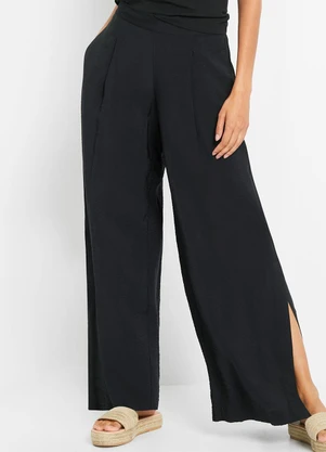 bonprix - Calça Preta em Crepe Plano - BONPRIX