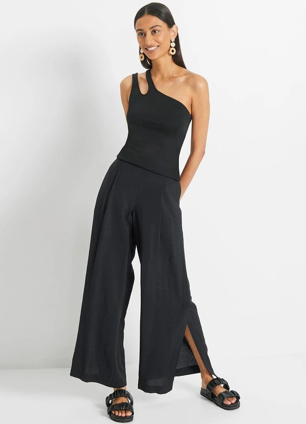 bonprix - Calça Preta em Crepe Plano 3