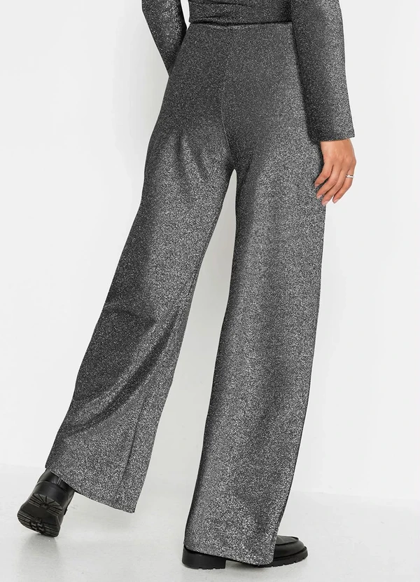 Calça Preto e Prata em Malha com Lurex bonprix