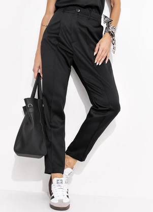 Quintess - Calça Preto em Crepe Plano - QUINTESS