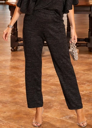 Quintess - Calça Preto em Malha com Lurex - QUINTESS