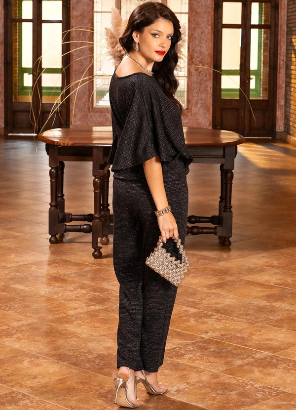 Quintess - Calça Preto em Malha com Lurex 5